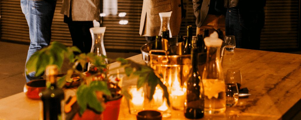 Turnkey custom furniture packages in Cabo Table with Tapas People Talking closer
