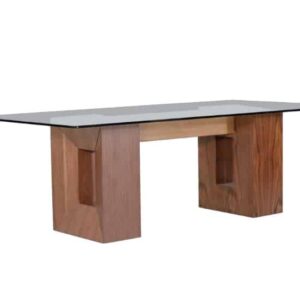 Maka Walnut & Parota Dining Table with Glass Top