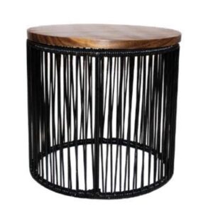 Cilindro Teak and Textilene Side Table