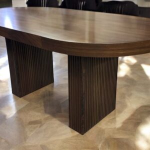 Lambrin Solid Wood Dining Table with Striated Legs
