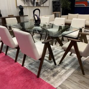 Perch Solid Wood and Glass Top Dining Table