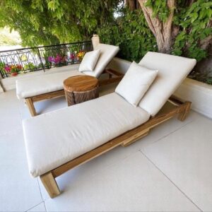 Athena Solid Teak Sun Chaise Lounger Smart Bundle