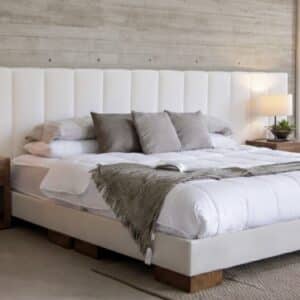 Extended Width Upholstered Headboard with Vertical Pleats