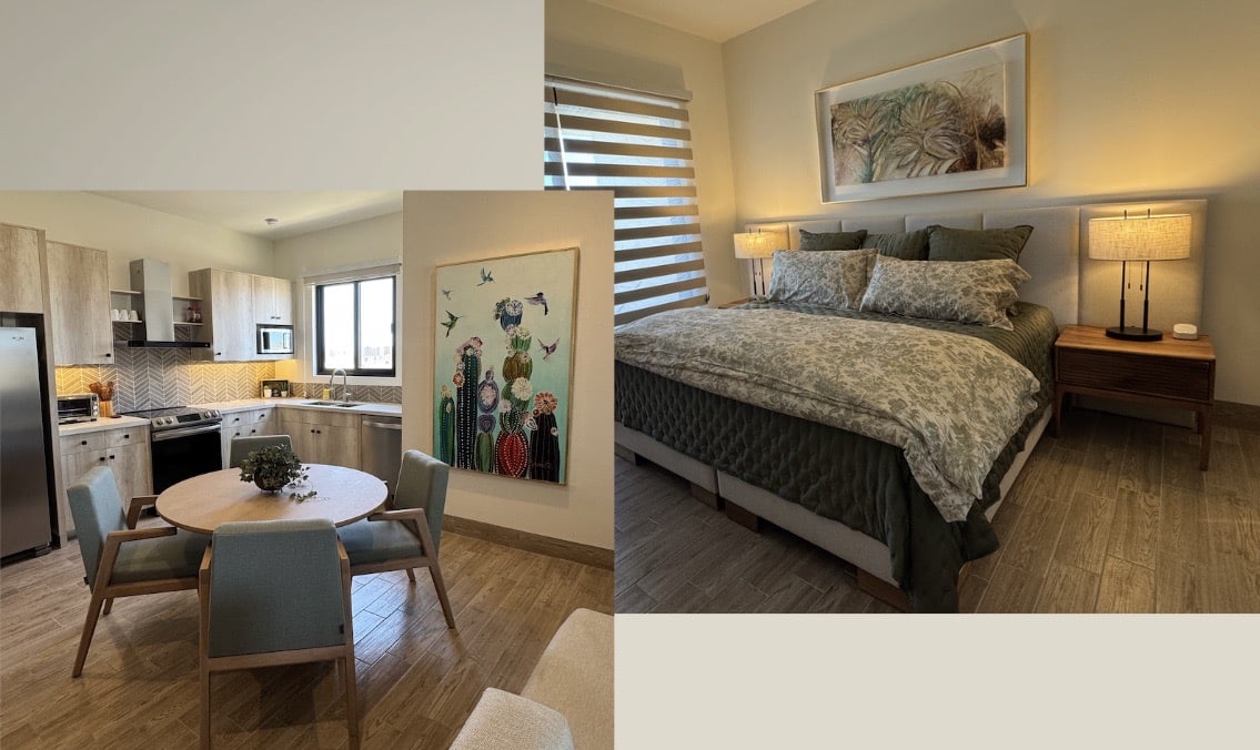 Interior design showing original oil on canvas art in a Mavilla at Quivira condo Cabo